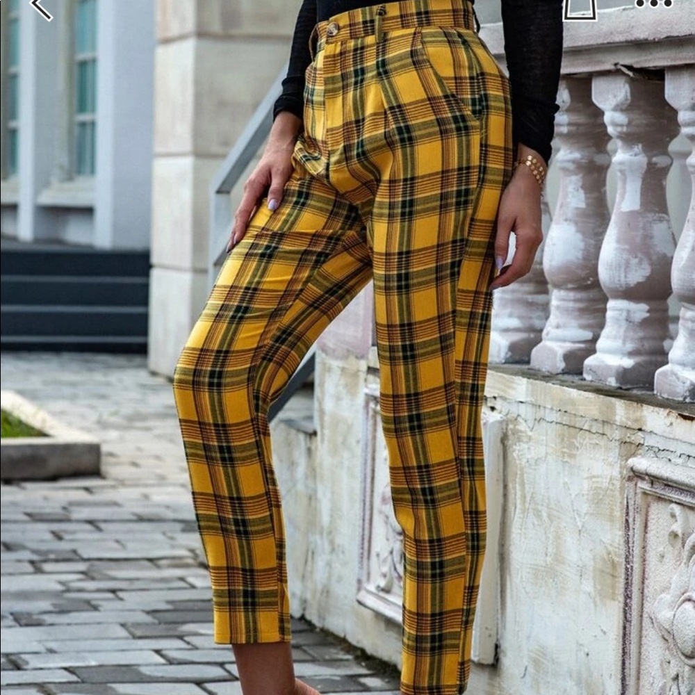 Yellow plaid pants